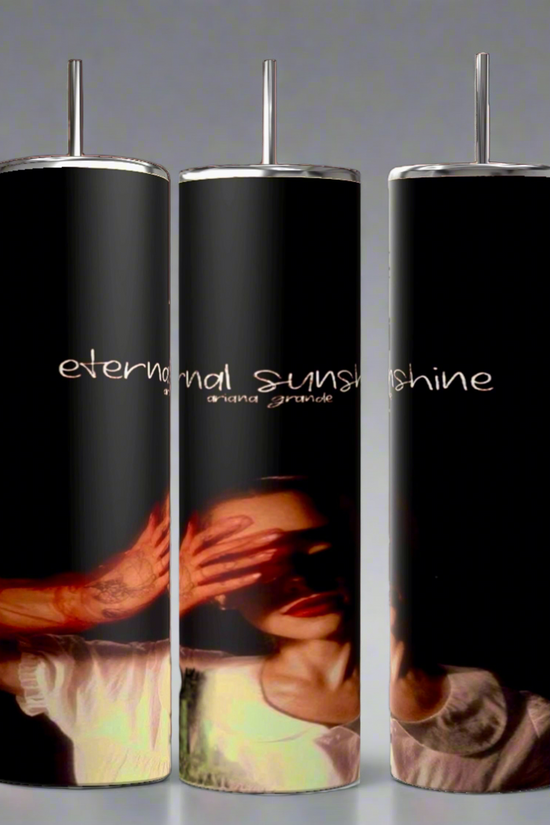 The set of three External Sunshine 20oz Tumblers by Kreative Kreationz showcases a dark, moody design with an image of a person partially covering their face. 
