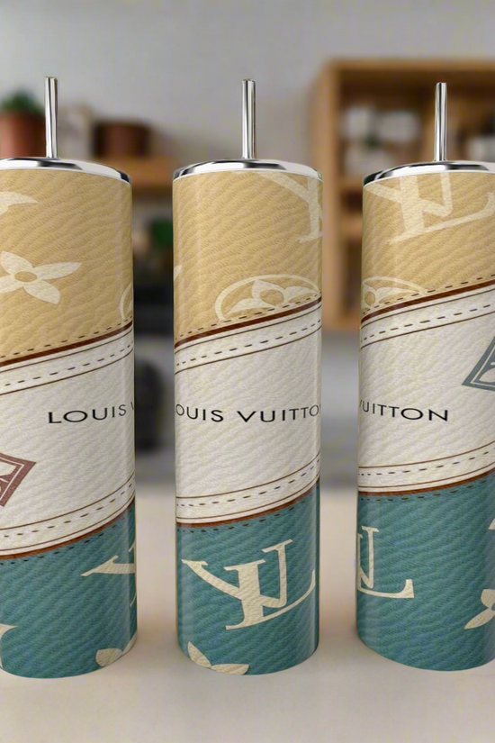 Louis Vuitton Teal|Tan Purse Designed 20oz Tumbler