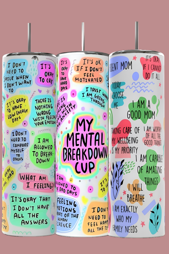 Mental Health Affirmations 20oz Skinny Tumbler