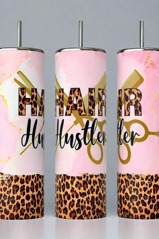 Kreative Kreationz's Hairstylist Collection 20oz Tumblers come in vibrant pink, gold, and leopard prints. Featuring 