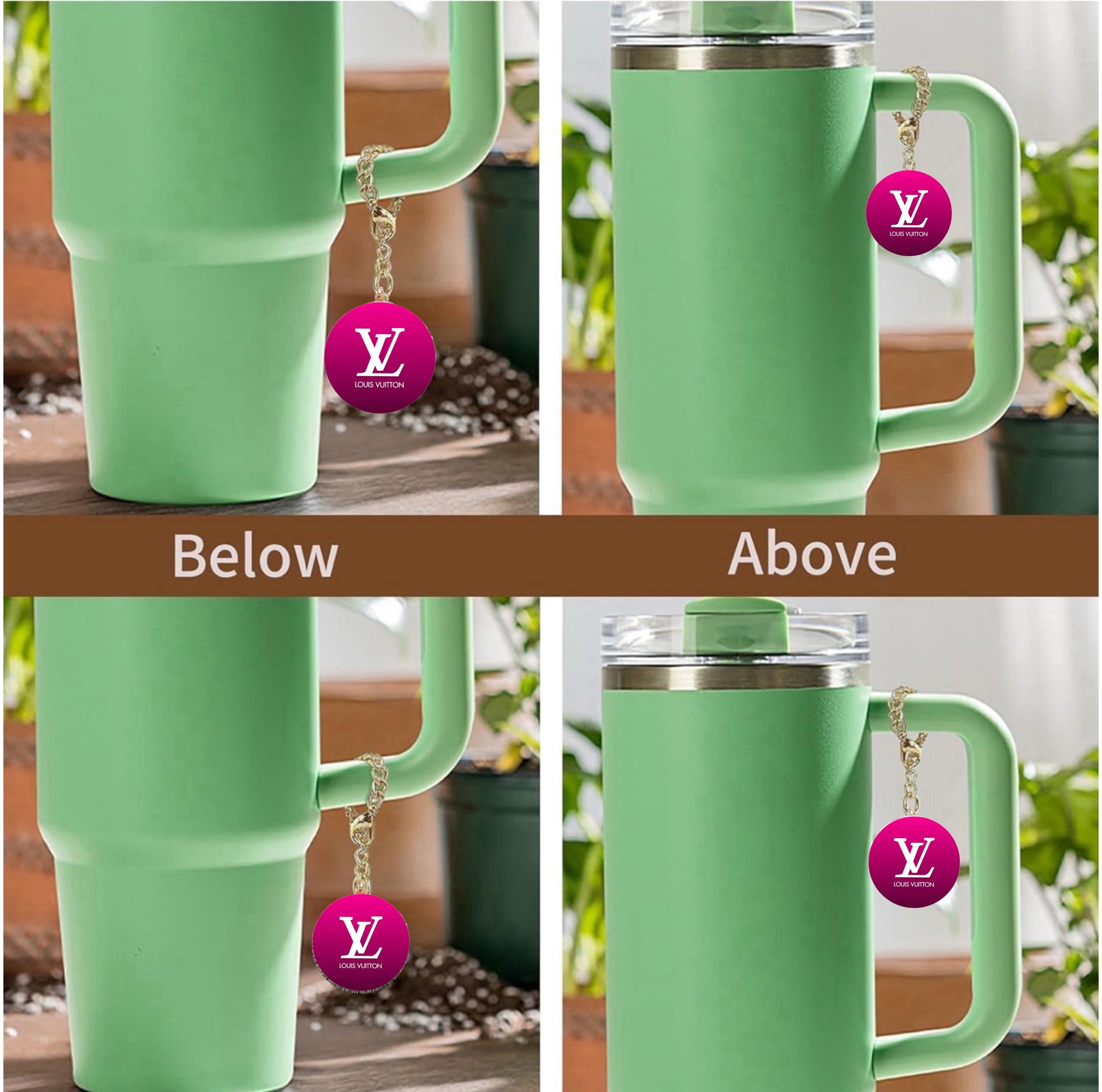 Pink LV Charm Dangle | Cup Accessory