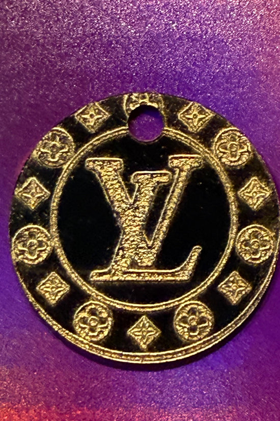 Gold Laser Engraved LV Charm Dangle | Cup Accessory