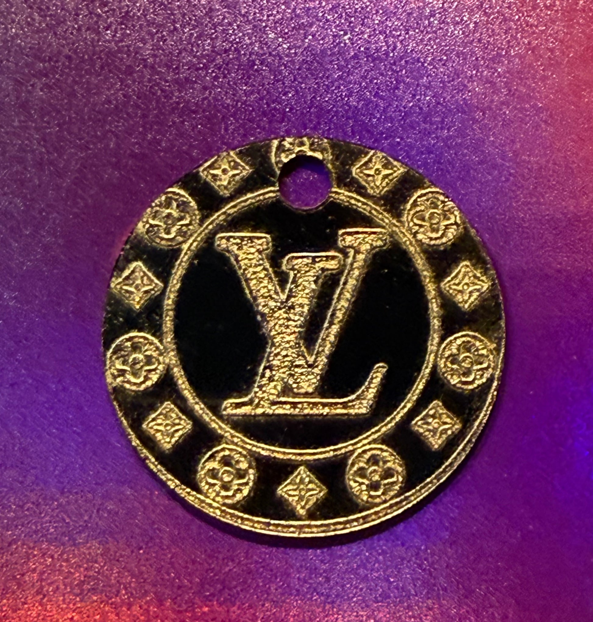 Gold Laser Engraved LV Charm Dangle | Cup Accessory