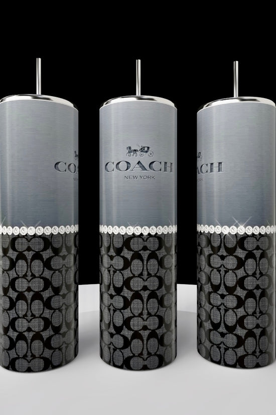 Coach Grey Black Pearl 20oz Skinny Tumbler