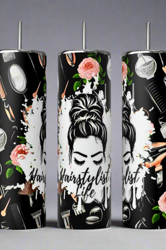These eco-friendly, reusable 20oz stainless steel tumblers from Kreative Kreationz feature 