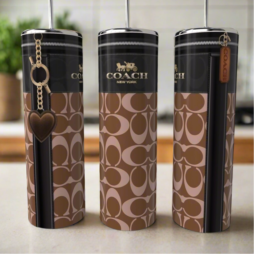 Coach Heart Buckle 20oz Skinny Tumbler-Brown/Beige