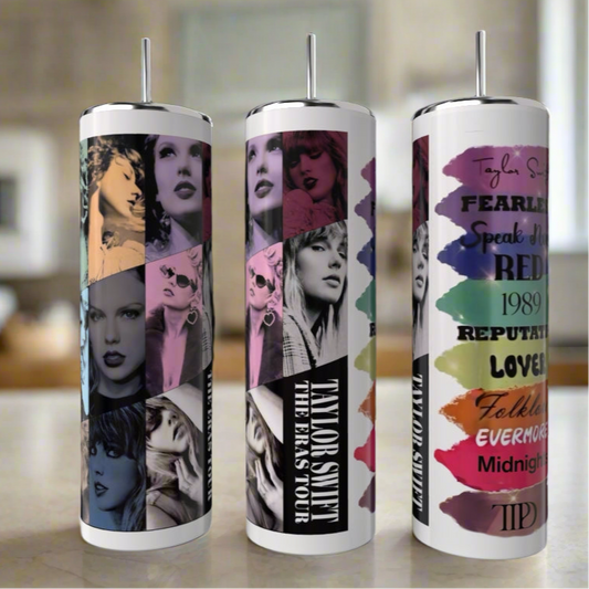 Eras Collage Taylor Swift 20oz Skinny Tumbler