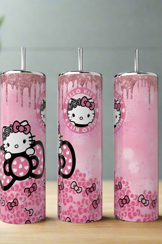 Hello Kitty Pink Glitter Drip 20oz Tumbler