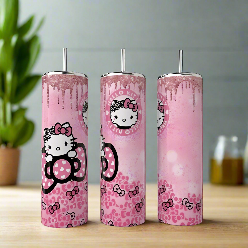 Hello Kitty Pink Glitter Drip 20oz Tumbler