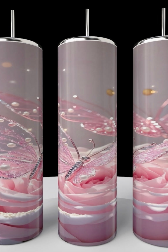 Rose Butterfly 20oz Stainless Steel Tumbler