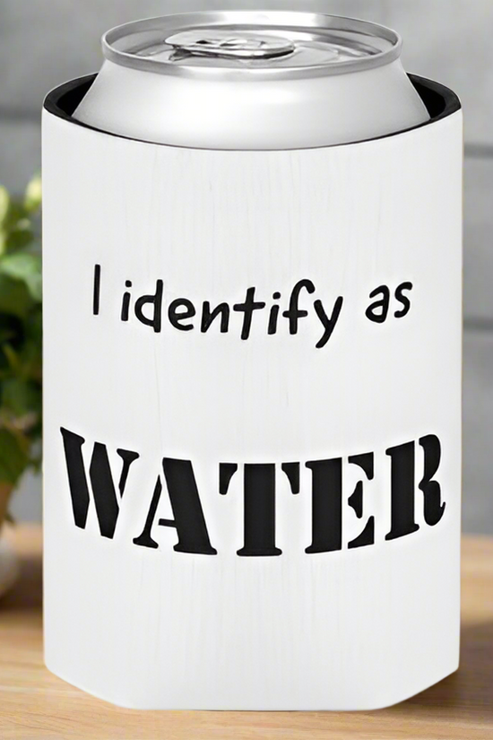 A canned drink in a Kreative Kreationz 6-Pack Customizable Koozie labeled 