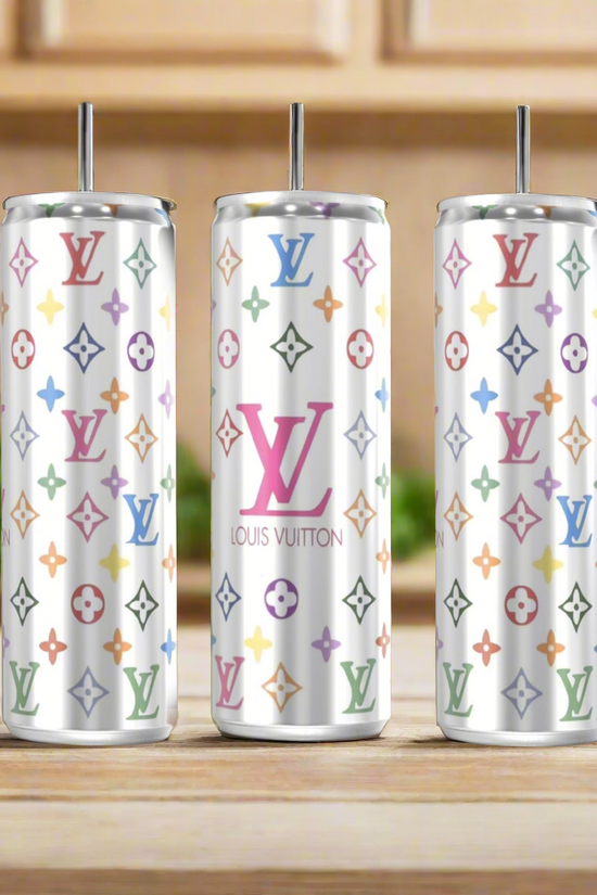 LV Multicolor Silver Stainless Steel Inspired 20oz Tumbler