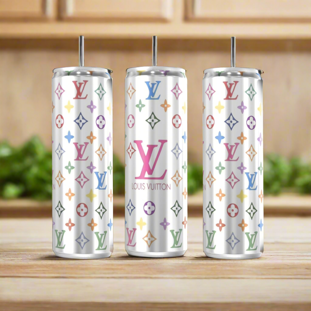 LV Multicolor Silver Stainless Steel Inspired 20oz Tumbler