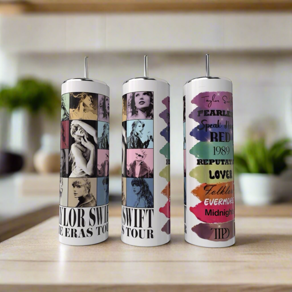 Eras Collage Taylor Swift 20oz Skinny Tumbler
