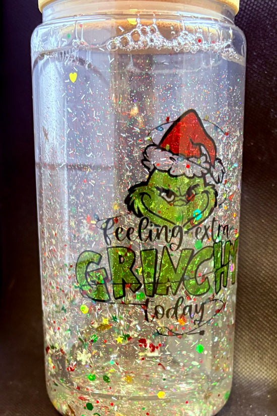 The Grinch loading 16oz glass  Grinchy Today - Snowglobe Tumbler-16oz