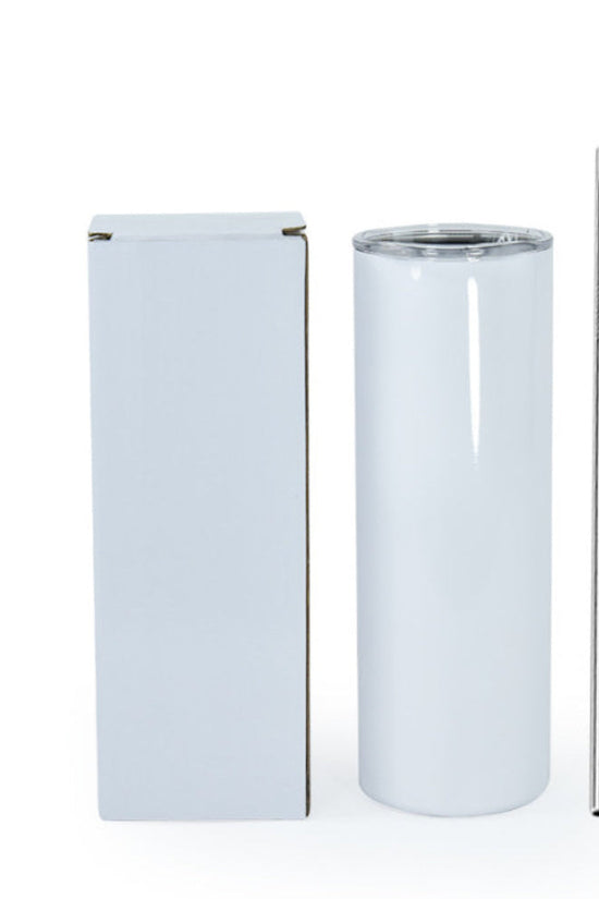 Three tall, cylindrical Kreative Kreationz Michael Kors Design Inspired White and Brown 20oz Tumblers, featuring brown strap designs and repeating 