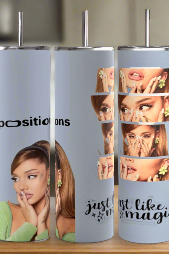 The Positions | Blue Ariana Grande 20 ounce skinny tumblers by Kreative Kreationz feature stylish images and 