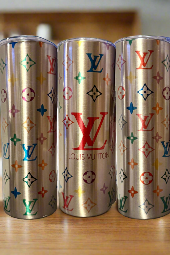 LV Multicolor Silver Stainless Steel Inspired 20oz Tumbler