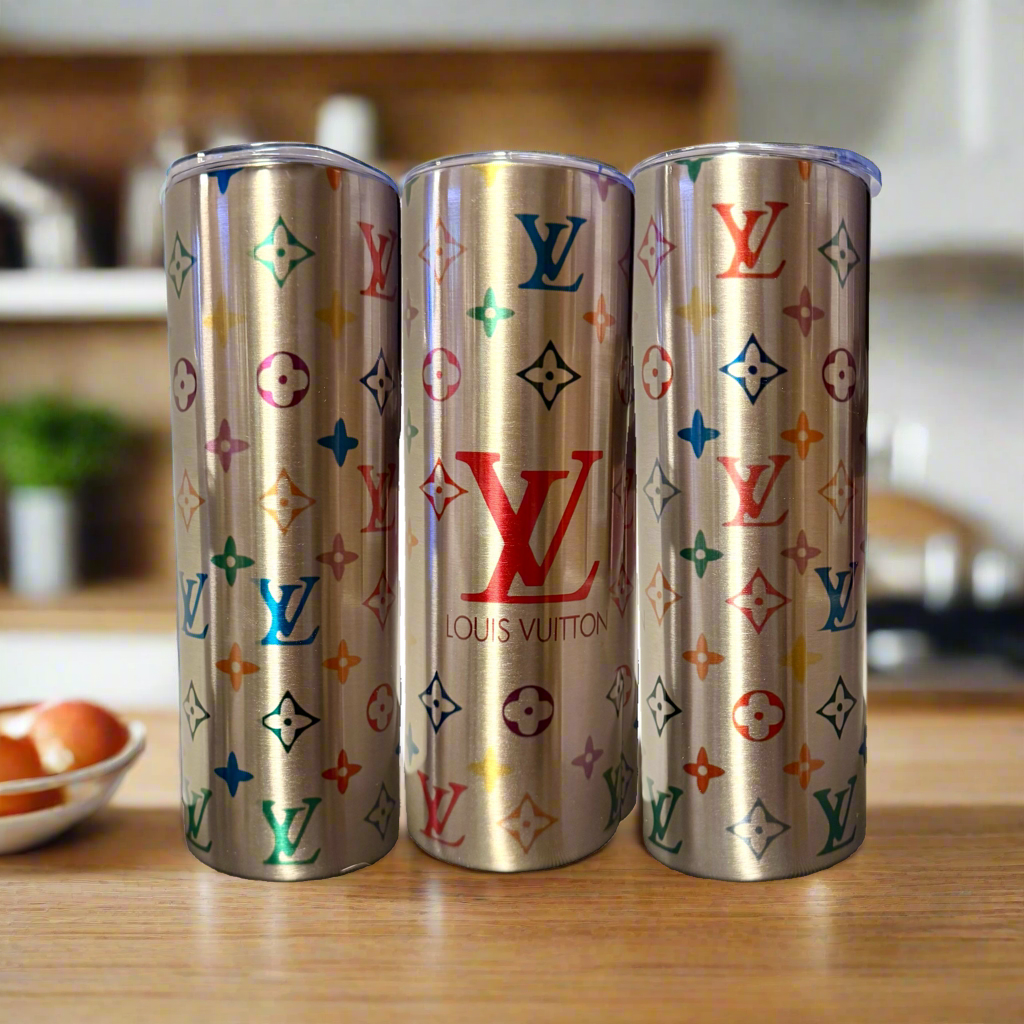 LV Multicolor Silver Stainless Steel Inspired 20oz Tumbler