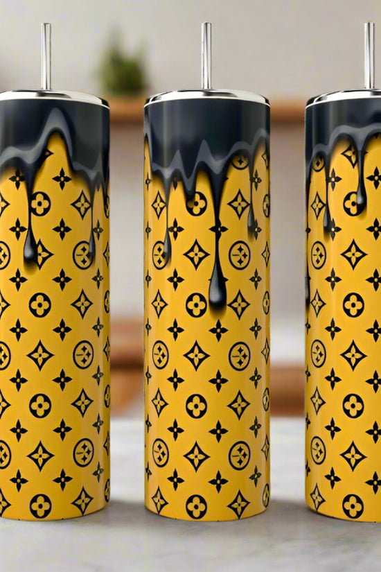 LV Yellow & Black Drip 20oz Tumbler