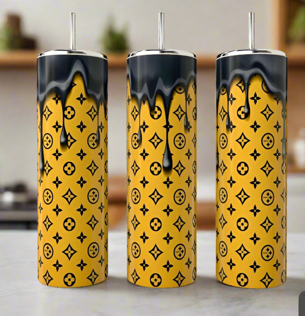 LV Yellow & Black Drip 20oz Tumbler