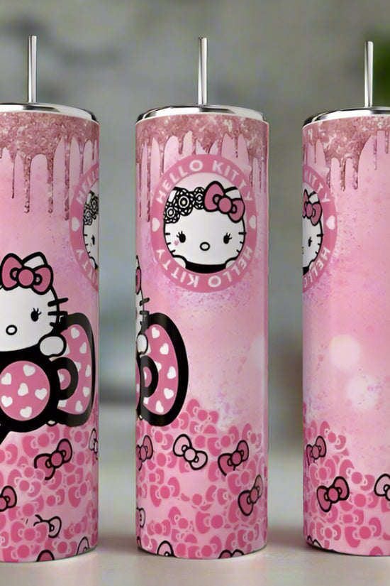 Hello Kitty Pink Glitter Drip 20oz Tumbler