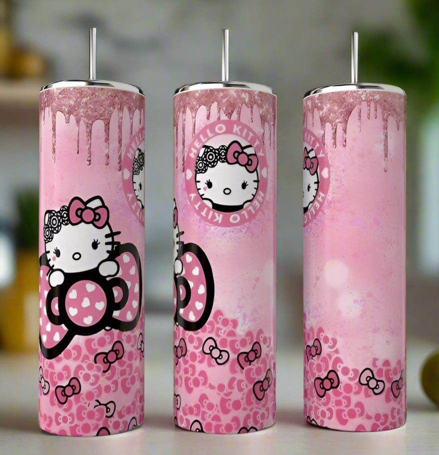 Hello Kitty Pink Glitter Drip 20oz Tumbler