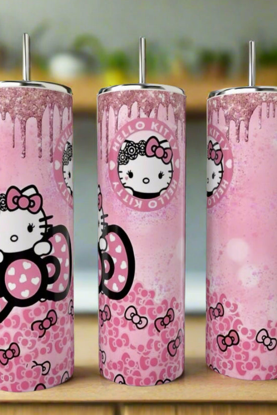 Hello Kitty Pink Glitter Drip 20oz Tumbler