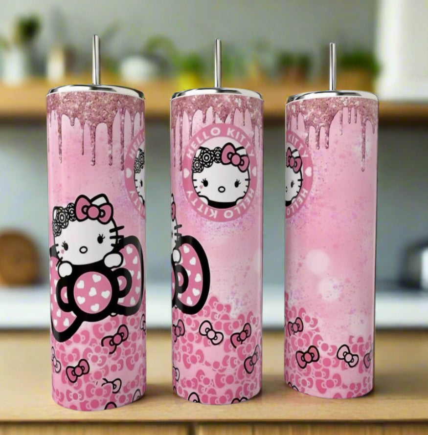 Hello Kitty Pink Glitter Drip 20oz Tumbler