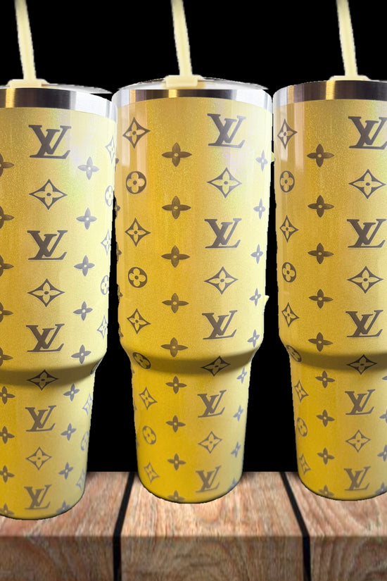 Yellow Shimmer 40oz LV Engraved Tumbler