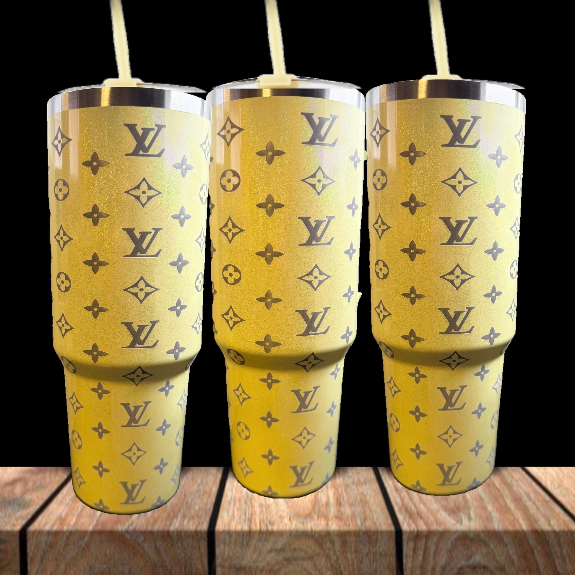 Yellow Shimmer 40oz LV Engraved Tumbler