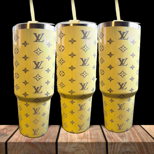 Yellow Shimmer 40oz LV Engraved Tumbler