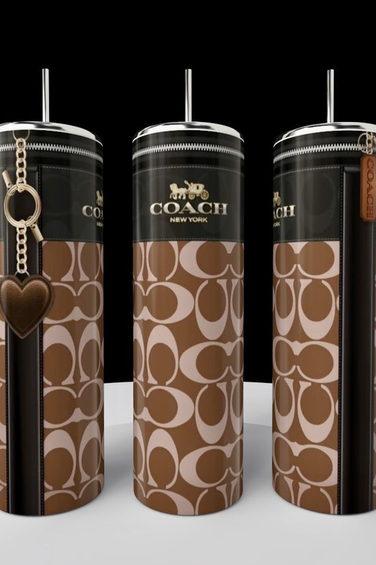 Coach Heart Buckle 20oz Skinny Tumbler-Brown/Beige