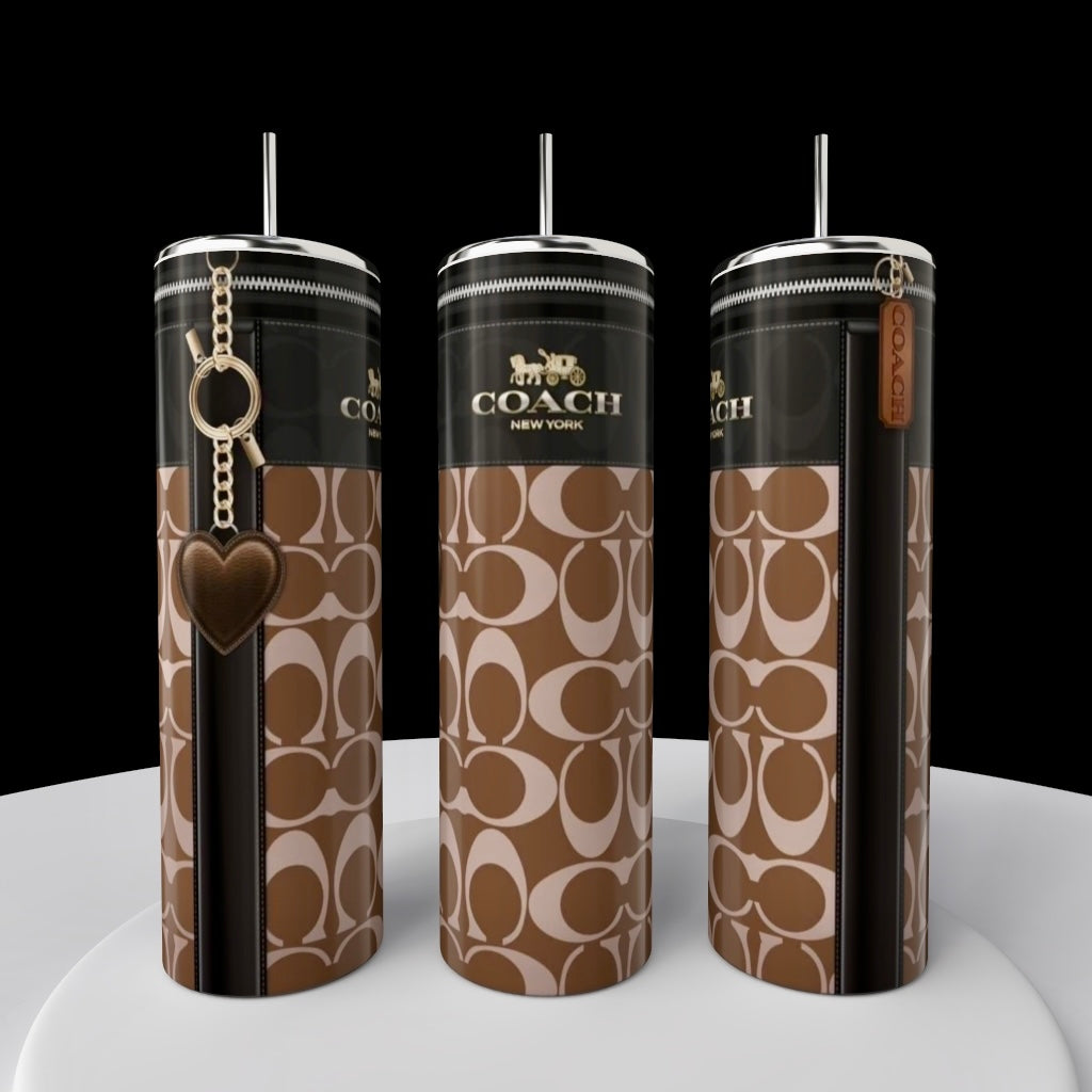 Coach Heart Buckle 20oz Skinny Tumbler-Brown/Beige