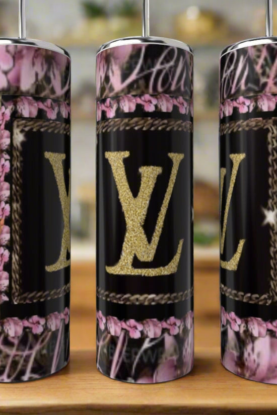 LV Pink & Black Black 20oz Tumbler