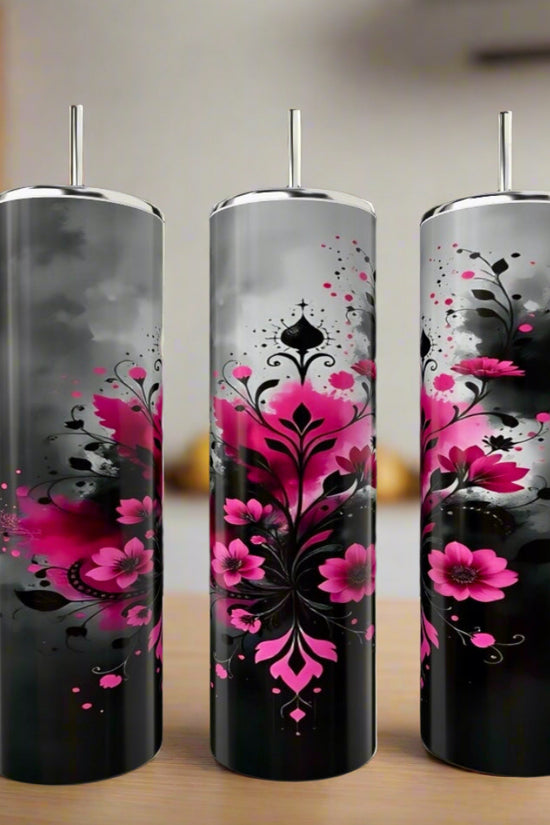 Aesthetic Smokey Flowers 20oz Stainless Steel Tumbler