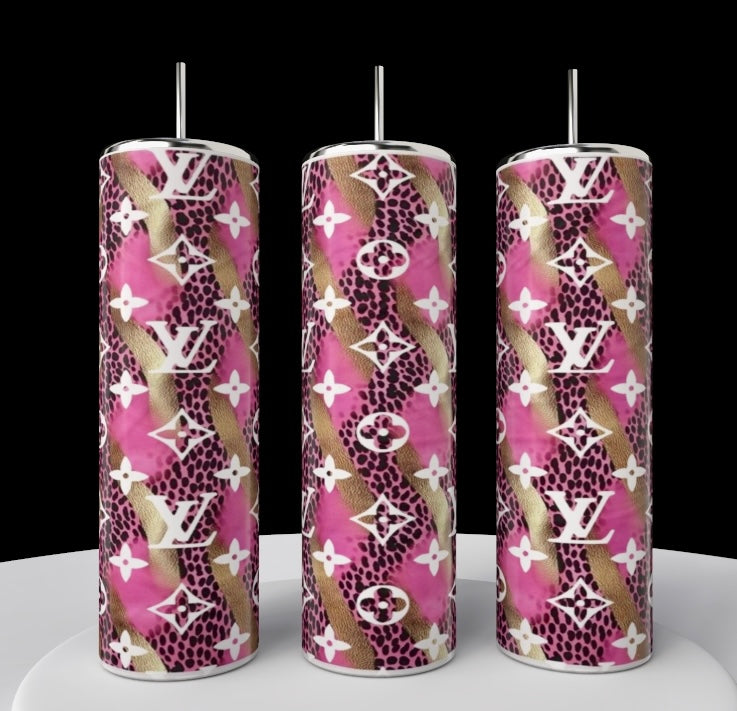 Louis Vuitton Pink & Gold 20oz Tumbler