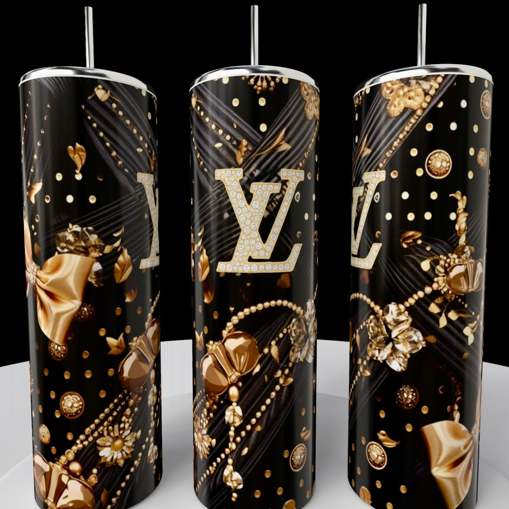 Louis Vuitton Black & Gold 20oz Tumbler
