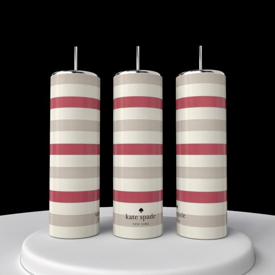 Kate Spade Pink Stripe 20oz Skinny Tumbler