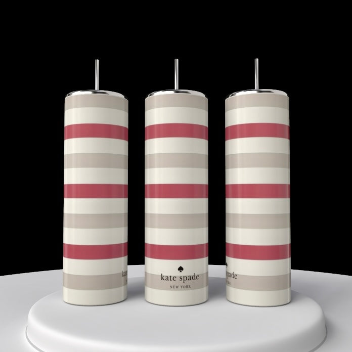 Kate Spade Pink Stripe 20oz Skinny Tumbler