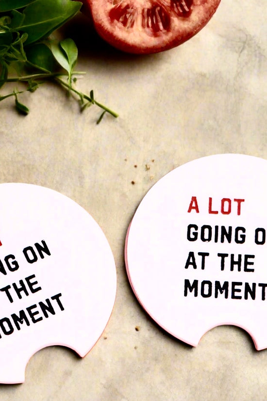 Two RED Car Coasters by Kreative Kreationz, each 2.7