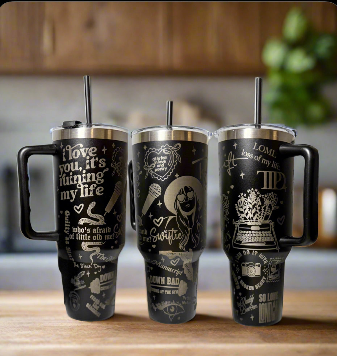 Taylor Swift TTPD 40oz Engraved Tumbler