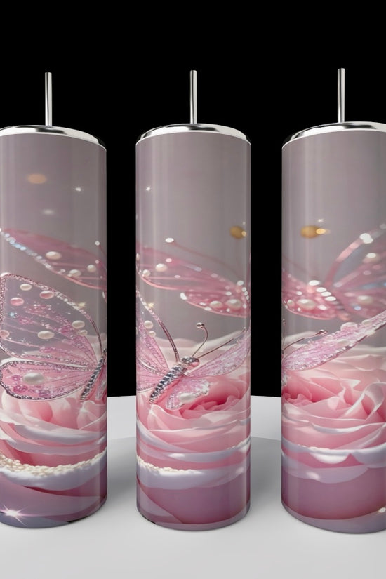 Rose Butterfly 20oz Stainless Steel Tumbler