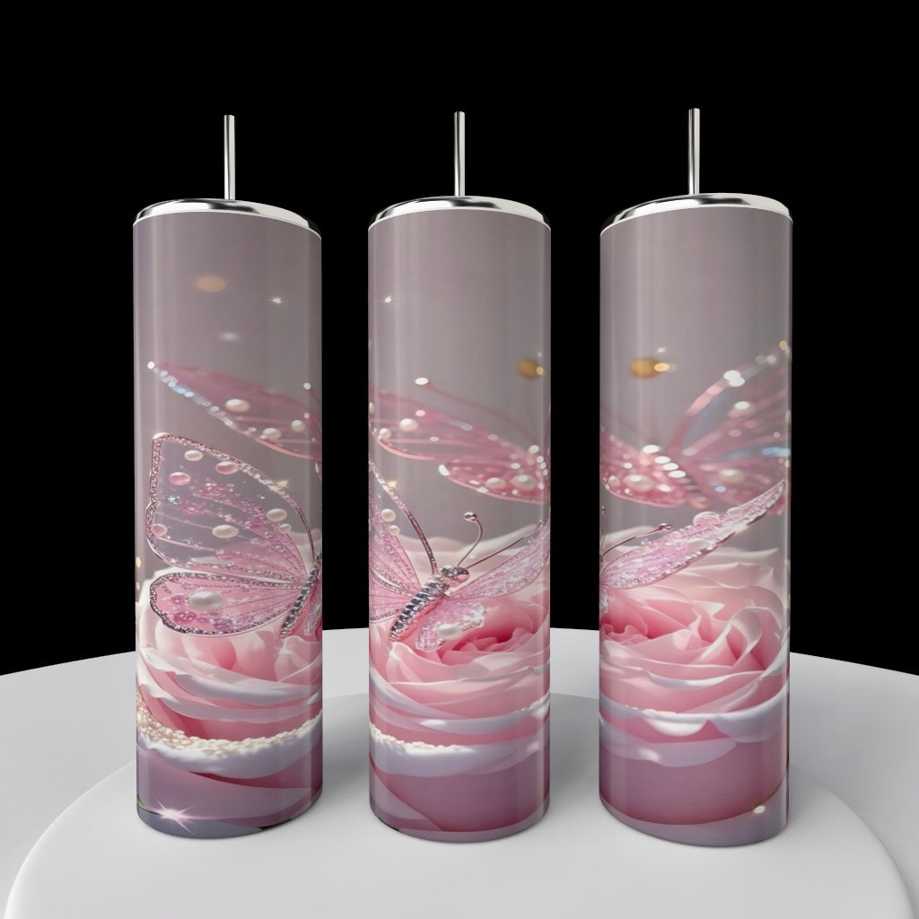 Rose Butterfly 20oz Stainless Steel Tumbler