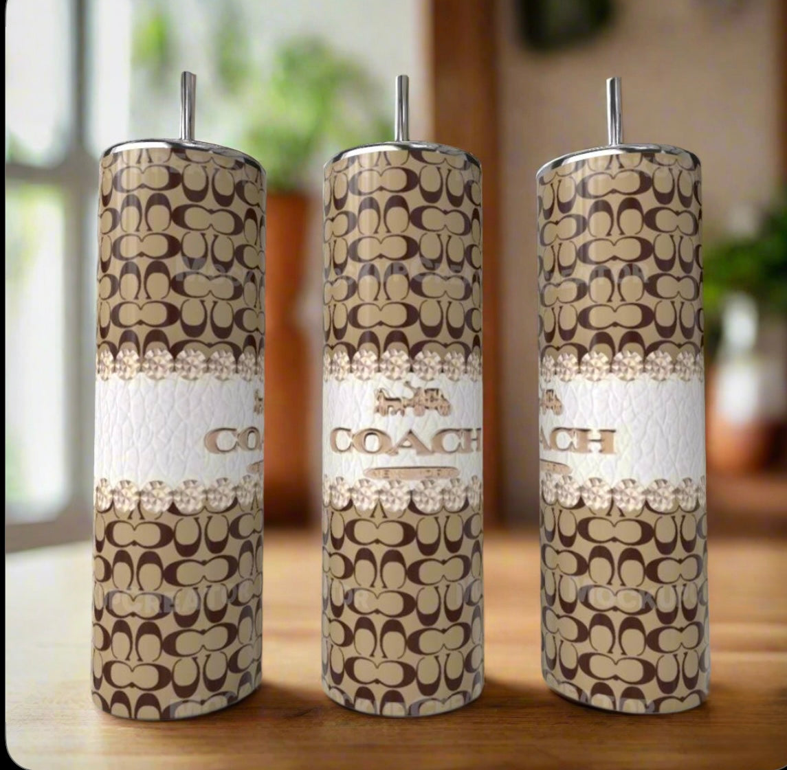 Coach Brown 20oz Skinny Tumbler