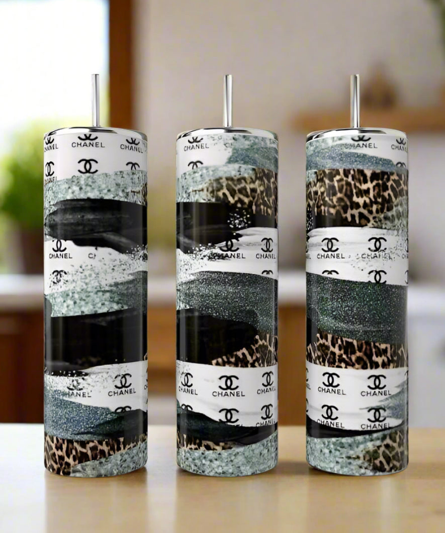 Chanel Stripe Designed 20oz Stainless Steel Tumbler