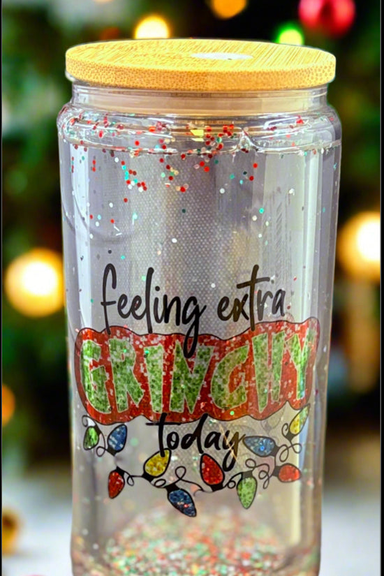 Feeling extra Grinch Snowglobe Tumbler-16oz
