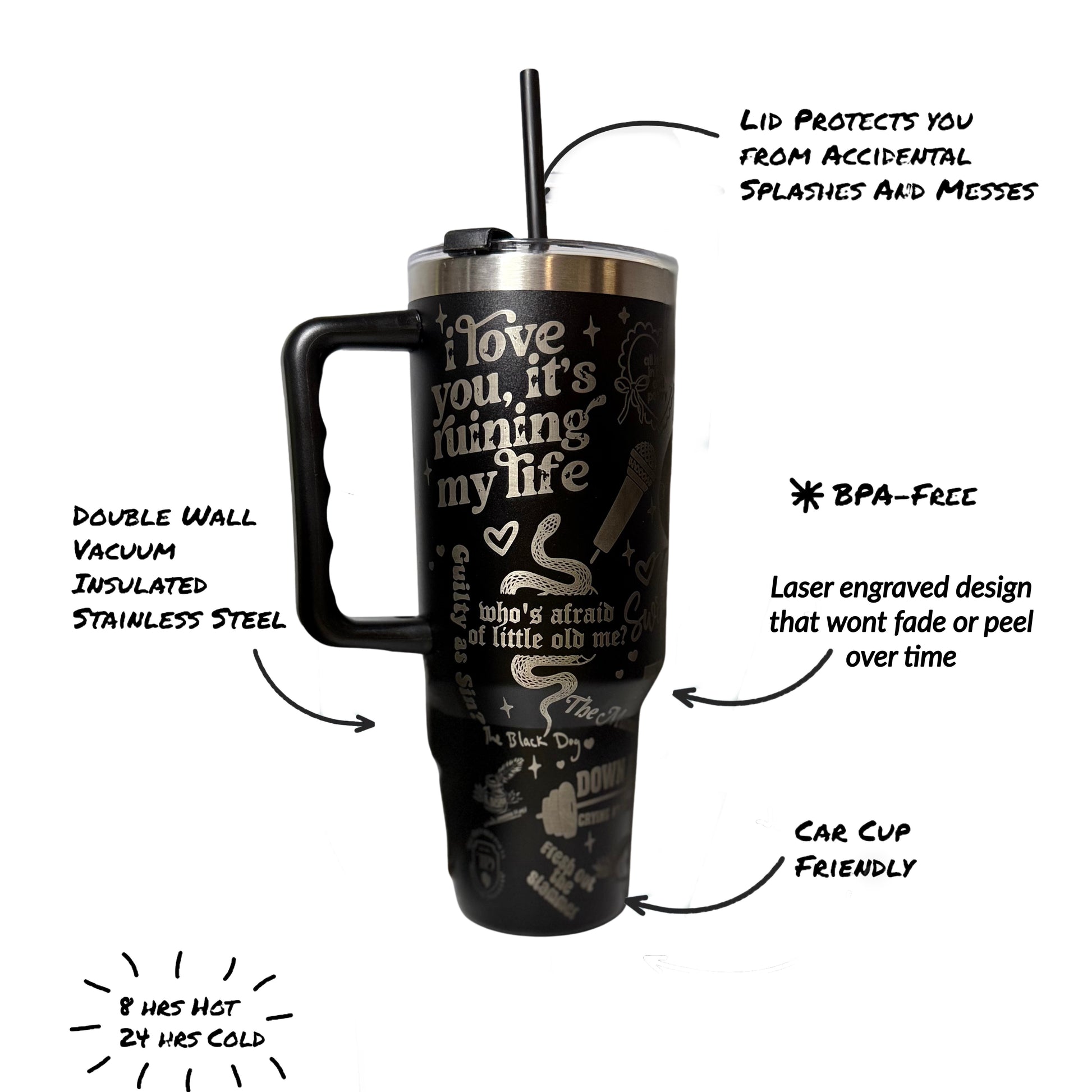 Taylor Swift TTPD 40oz Engraved Tumbler