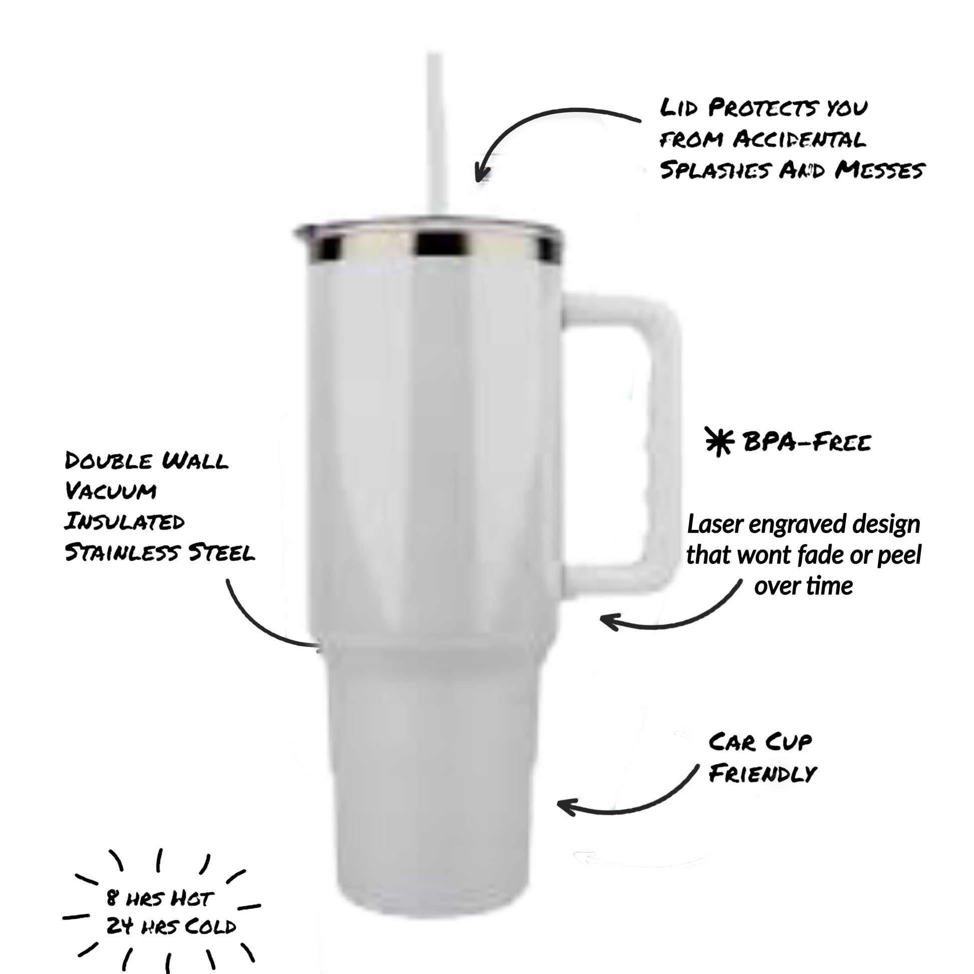 LV White 40oz Engraved Tumbler