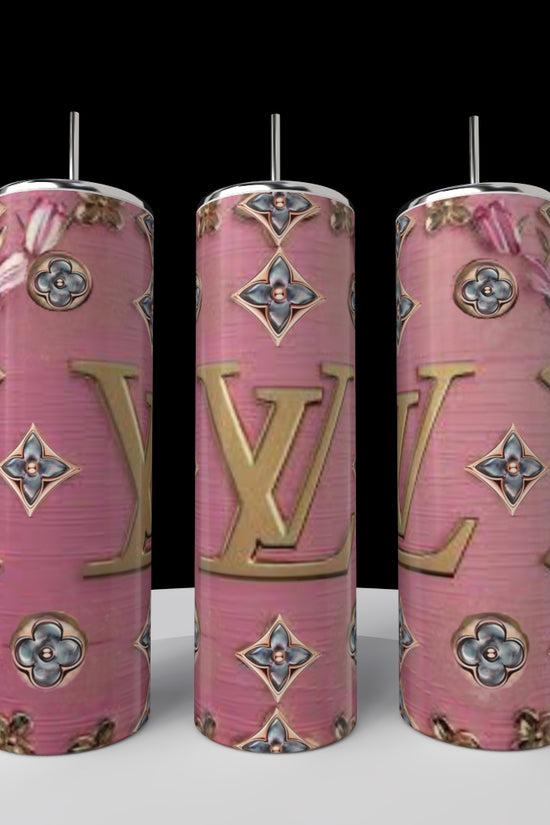 LV Pink BlueJeweled 20oz Tumbler